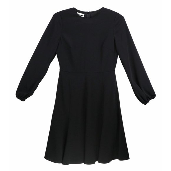 NWT Co Collections Peasant Sleeve Short Dress in Black Stretch Crepe in Sz Small - Picture 3 of 9
